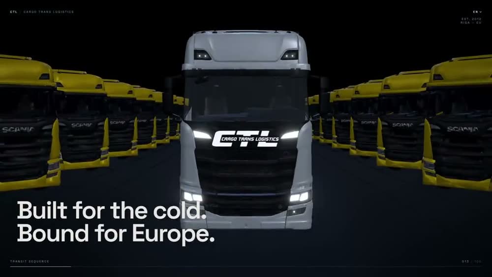 Cargo Trans Logistics — a carrier's site built around its fleet in 3D